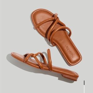 Madewell Leather Slide Sandals in English Saddle
